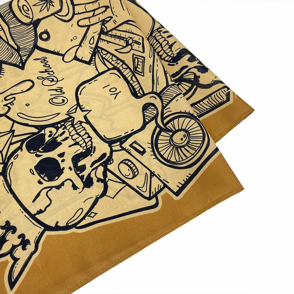 High Quality Skull Chimpanzees Print Cashew Hip Hop Cotton Square Bandana Scarf Riding Headband Paisley Gifts For Men Unisex