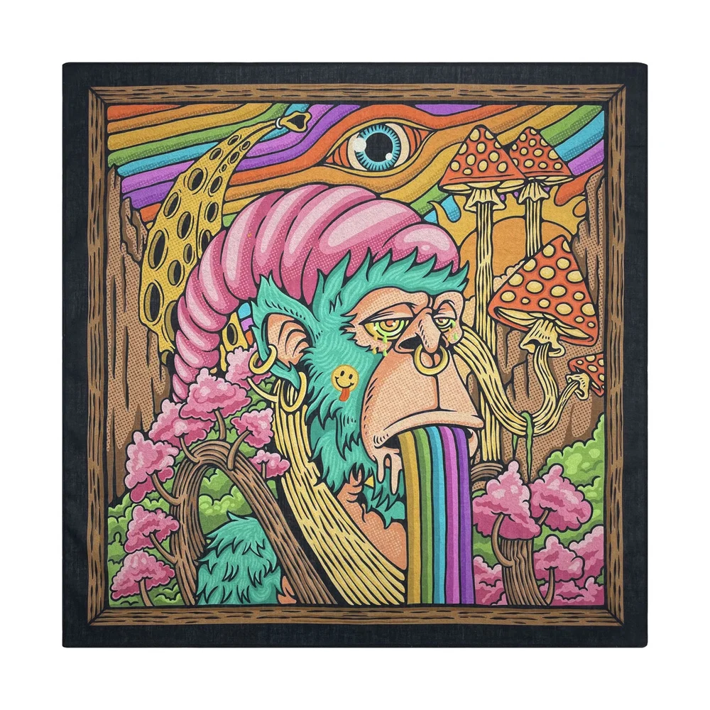 High Quality Skull Chimpanzees Print Cashew Hip Hop Cotton Square Bandana Scarf Riding Headband Paisley Gifts For Men Unisex