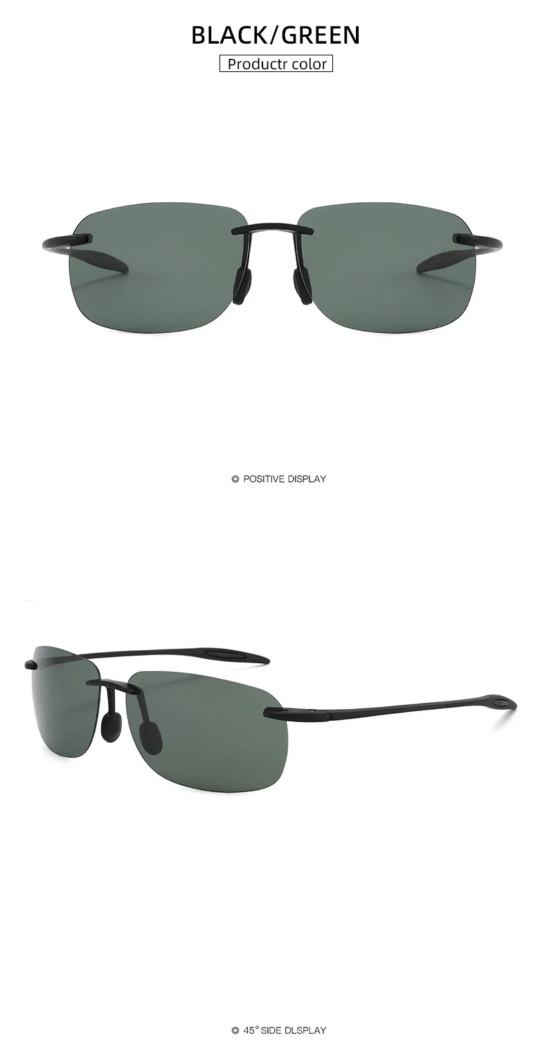 Ultralight TR90 Polarized Sunglasses Men Women Frameless Driver Driving Sun Glasses Fashion Outdoor Fishing Hiking Sports Shades