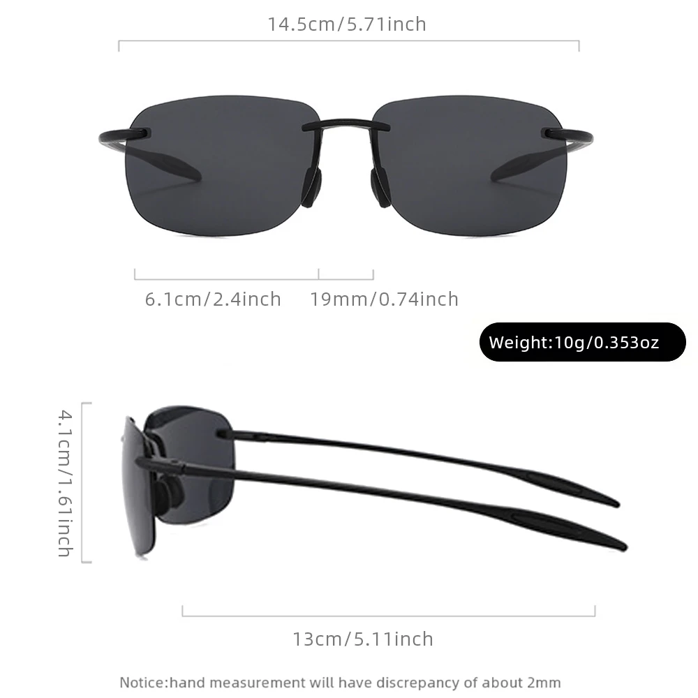 Ultralight TR90 Polarized Sunglasses Men Women Frameless Driver Driving Sun Glasses Fashion Outdoor Fishing Hiking Sports Shades