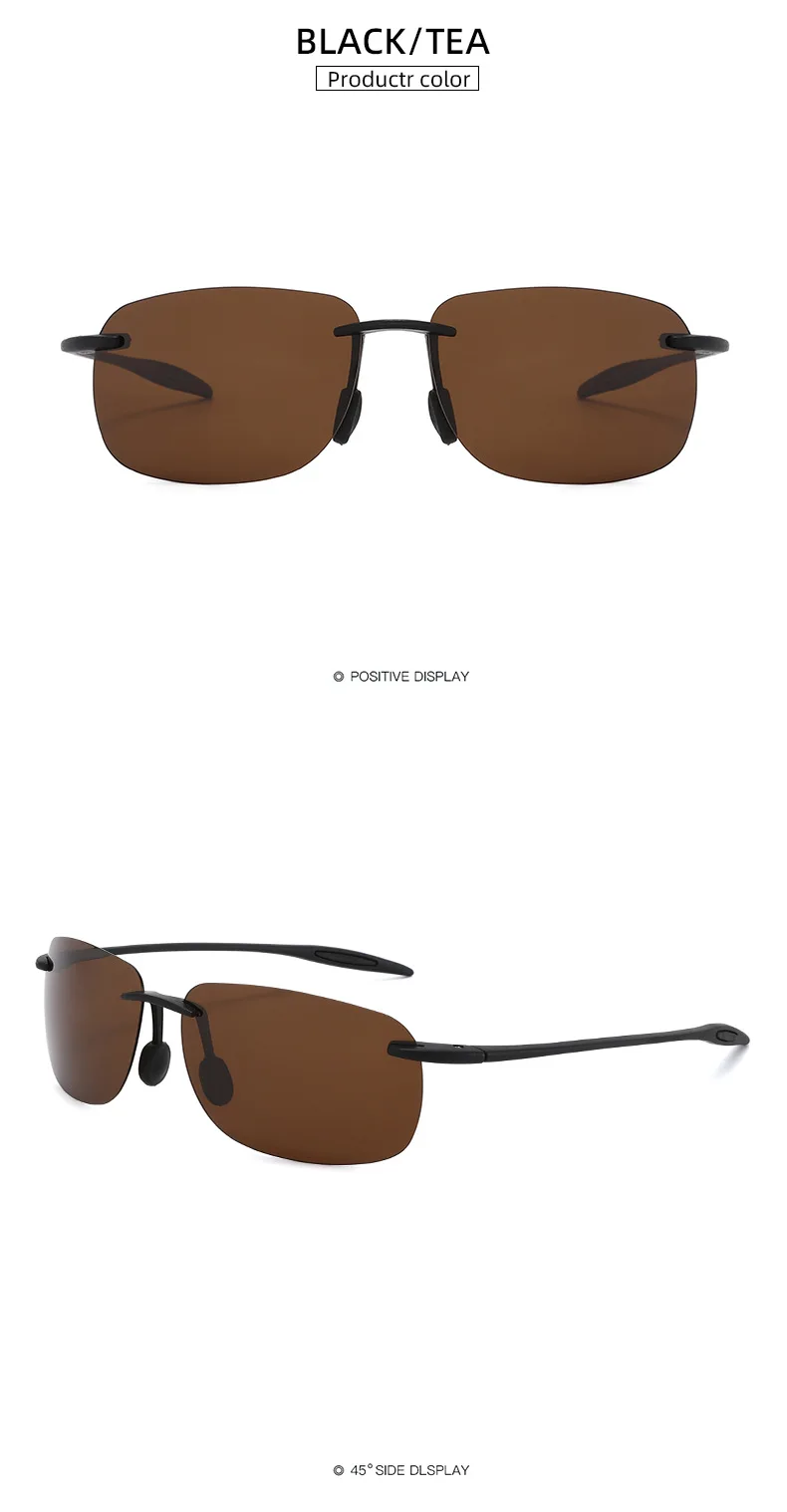 Ultralight TR90 Polarized Sunglasses Men Women Frameless Driver Driving Sun Glasses Fashion Outdoor Fishing Hiking Sports Shades