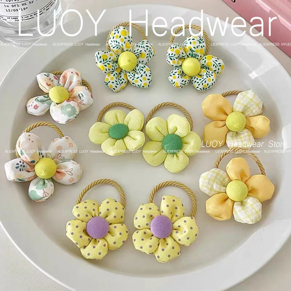 10pcs Mini Flower Shaped Hair Ties Rope Set Baby Girls Colorful Elastic Ponytail Holders Rubber Band Children Sweet Headwear