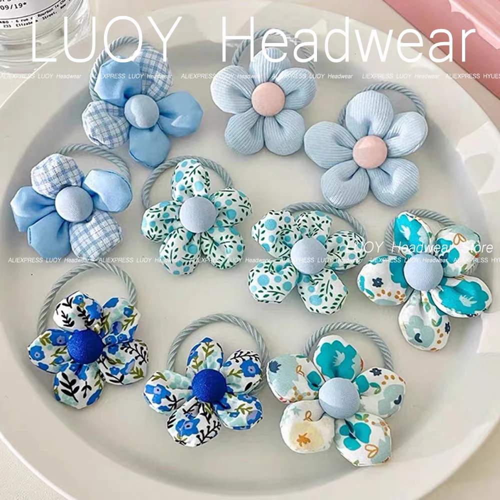 10pcs Mini Flower Shaped Hair Ties Rope Set Baby Girls Colorful Elastic Ponytail Holders Rubber Band Children Sweet Headwear