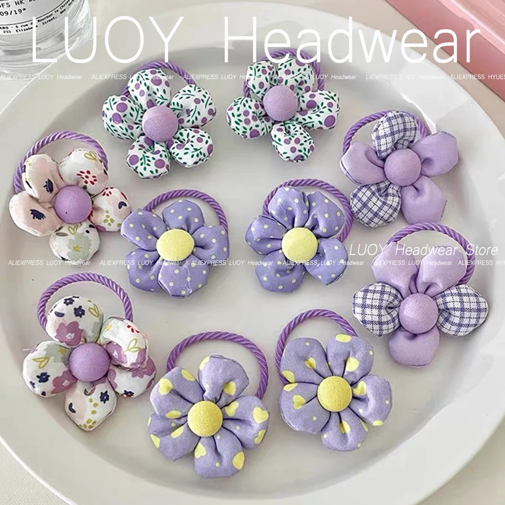 10pcs Mini Flower Shaped Hair Ties Rope Set Baby Girls Colorful Elastic Ponytail Holders Rubber Band Children Sweet Headwear
