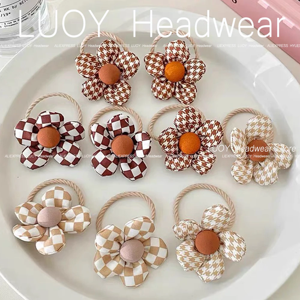10pcs Mini Flower Shaped Hair Ties Rope Set Baby Girls Colorful Elastic Ponytail Holders Rubber Band Children Sweet Headwear