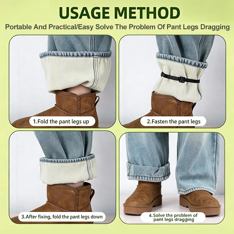 2/4Pcs Invisible Leg Shortening Straps,Adjustable No-Sew Hidden Non-slip Pants Edge Bands, Anti-drag Pants Hem Fixing Device