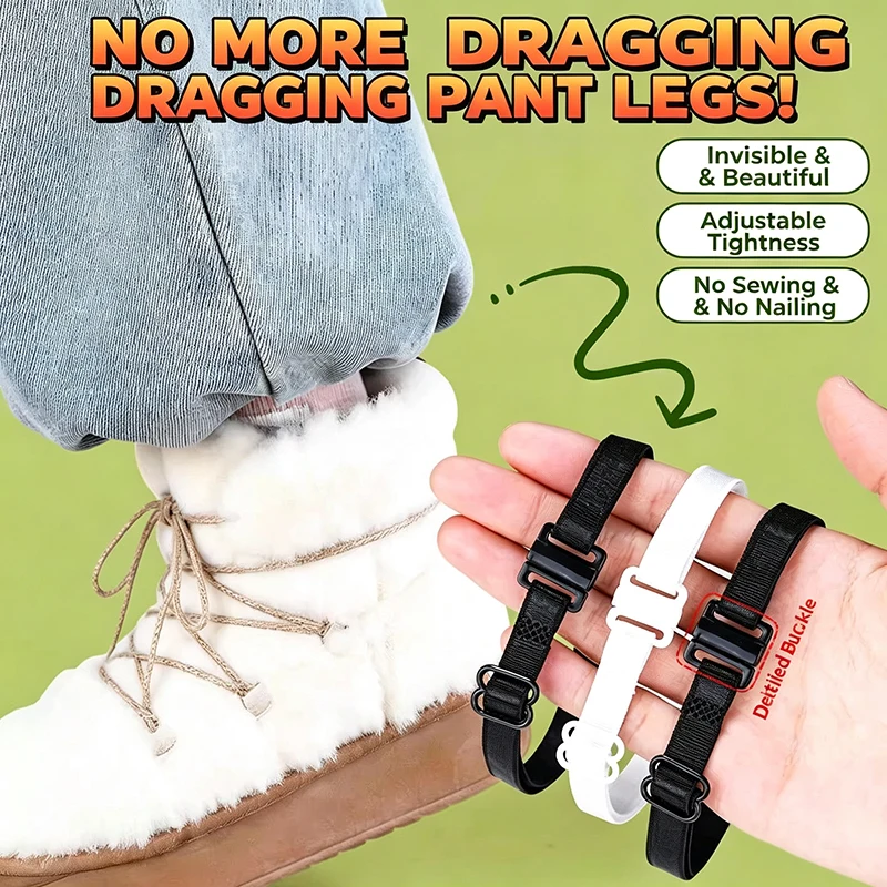 2/4Pcs Invisible Leg Shortening Straps,Adjustable No-Sew Hidden Non-slip Pants Edge Bands, Anti-drag Pants Hem Fixing Device