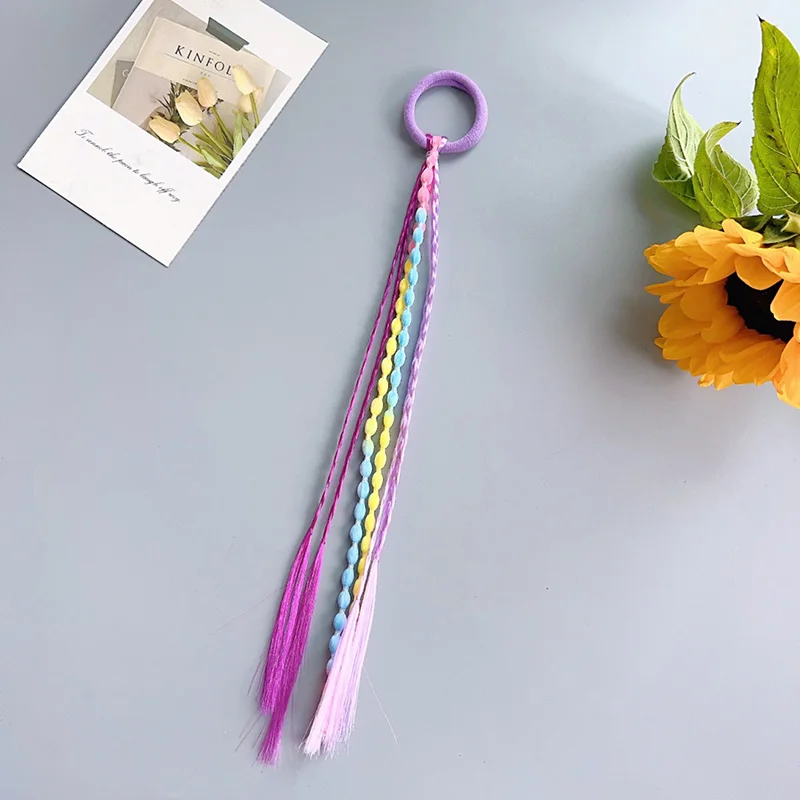 1 PCS Lovely Girls Braided Wig Ponytail Headband Rubber Hair Bands Kids Hair Accessories Hair Ornament