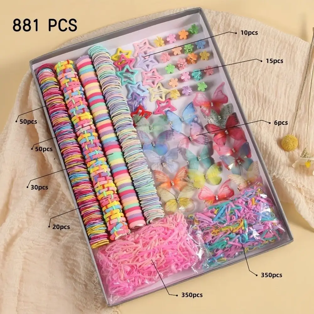 Bow High Elastic Hair Accessories Set No Hurt Hair Colorful Girls Hair Bands Kids Hair Accessories Princess Gift Set