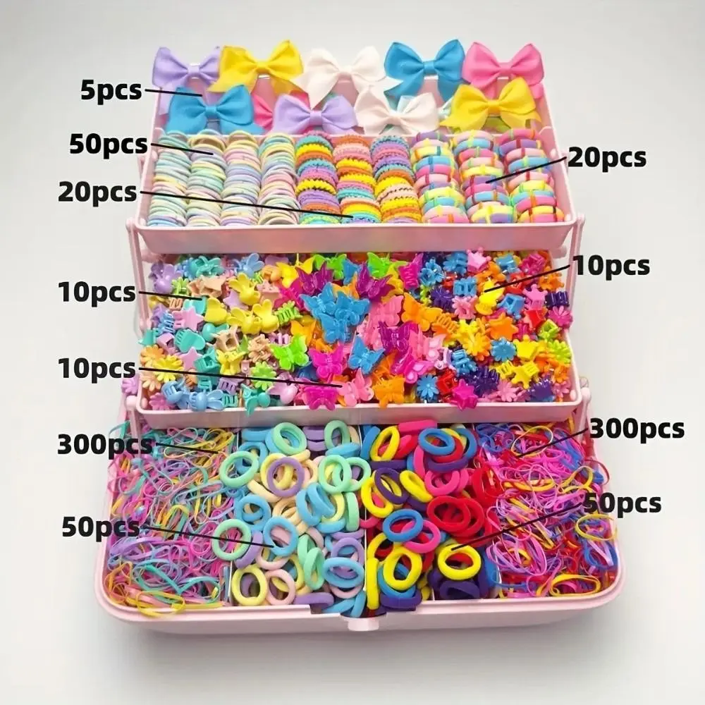 Bow High Elastic Hair Accessories Set No Hurt Hair Colorful Girls Hair Bands Kids Hair Accessories Princess Gift Set
