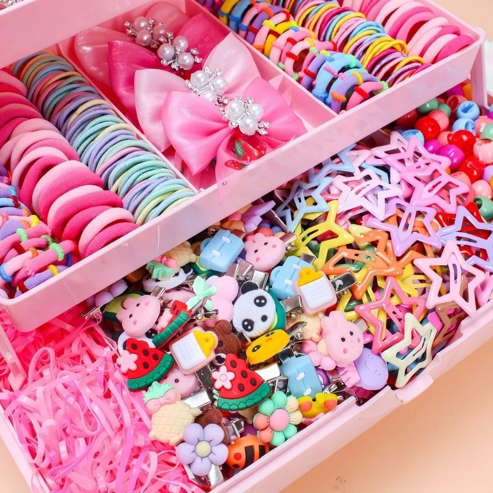 Bow High Elastic Hair Accessories Set No Hurt Hair Colorful Girls Hair Bands Kids Hair Accessories Princess Gift Set