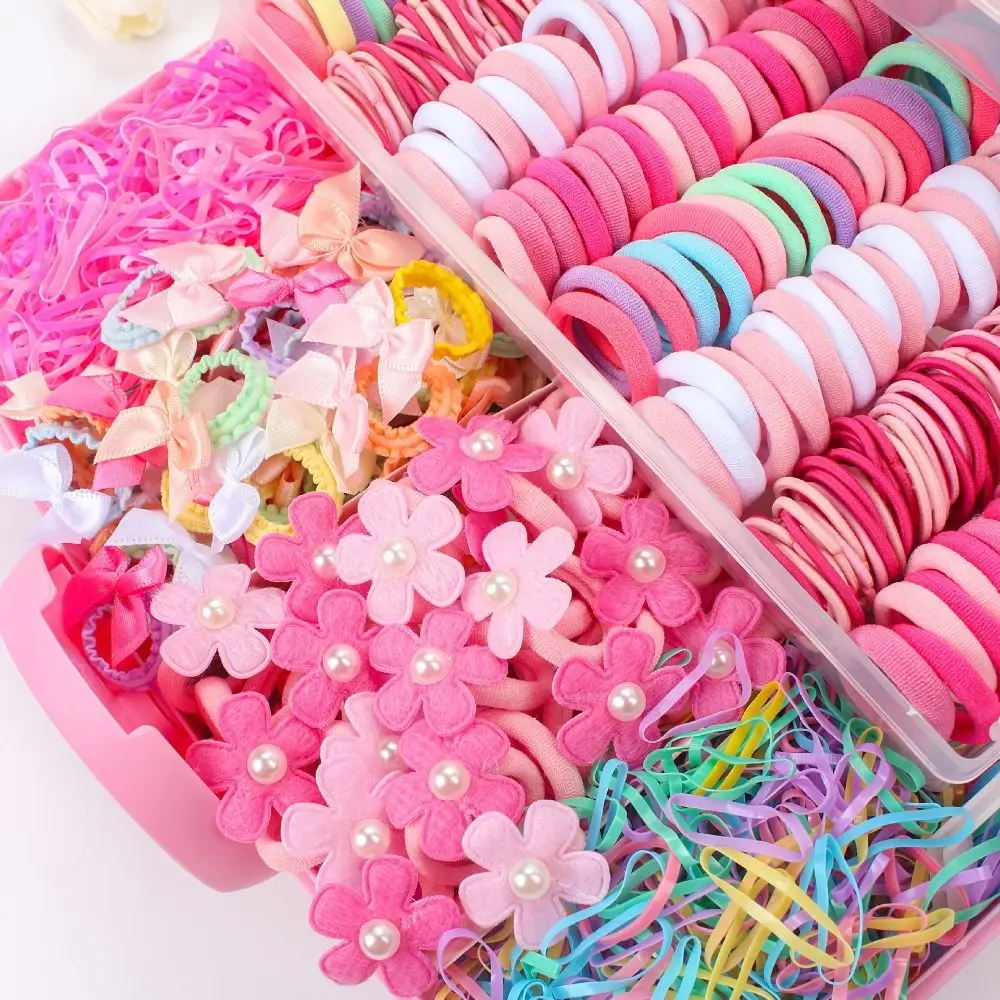 Bow High Elastic Hair Accessories Set No Hurt Hair Colorful Girls Hair Bands Kids Hair Accessories Princess Gift Set