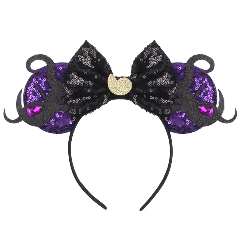 Disney Castle Mickey Mouse Ears Headband Sequins Bow Girls Cosplay Hairband Adult/Kids Party Gift Children Hair Accessories