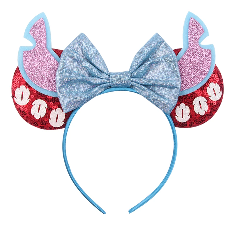 Disney Castle Mickey Mouse Ears Headband Sequins Bow Girls Cosplay Hairband Adult/Kids Party Gift Children Hair Accessories