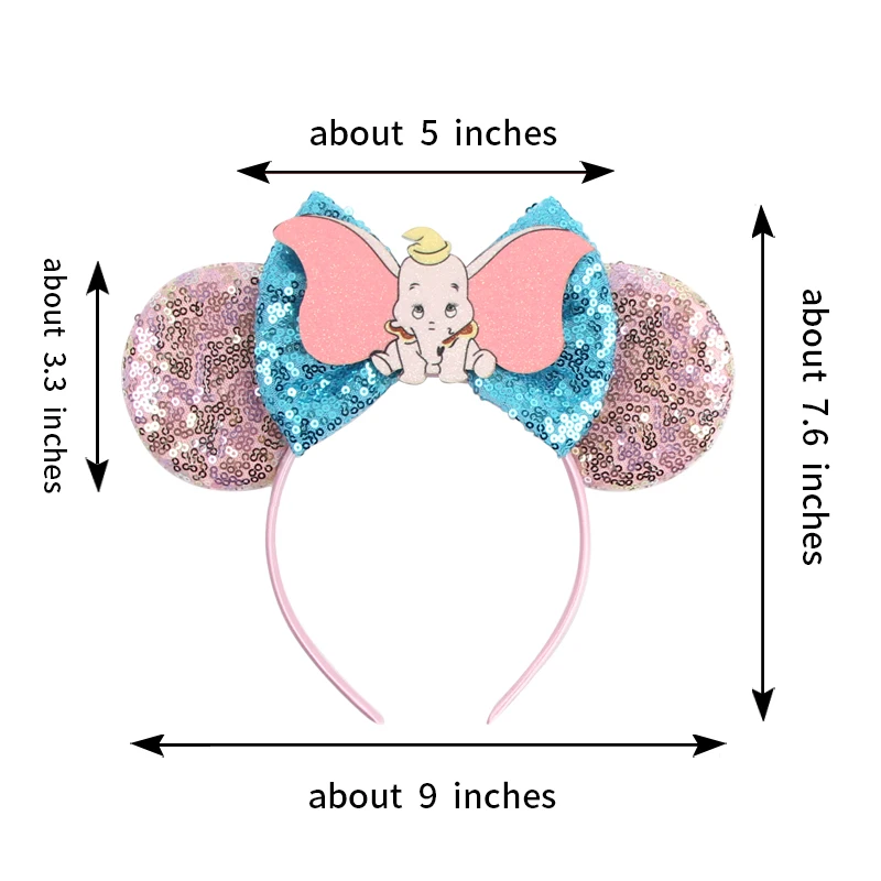 Disney Castle Mickey Mouse Ears Headband Sequins Bow Girls Cosplay Hairband Adult/Kids Party Gift Children Hair Accessories