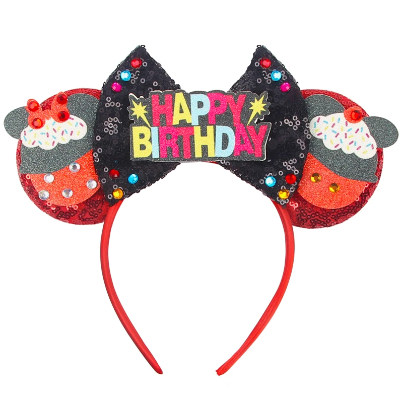 Disney Castle Mickey Mouse Ears Headband Sequins Bow Girls Cosplay Hairband Adult/Kids Party Gift Children Hair Accessories