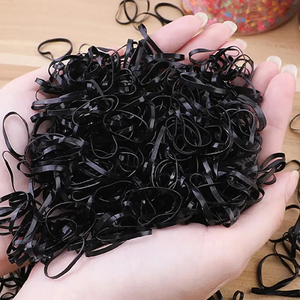 1000/2000pcs Colour Children Disposable Rubber Band Black Transparent High Elasticity No Harm to Hair Accessories Headband