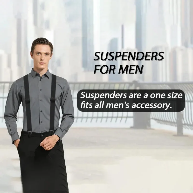 Hidden Suspenders for Men Heavy Duty Work Under Y Back Suspender Clothes 1.5 Inches with 3 Snap Loop