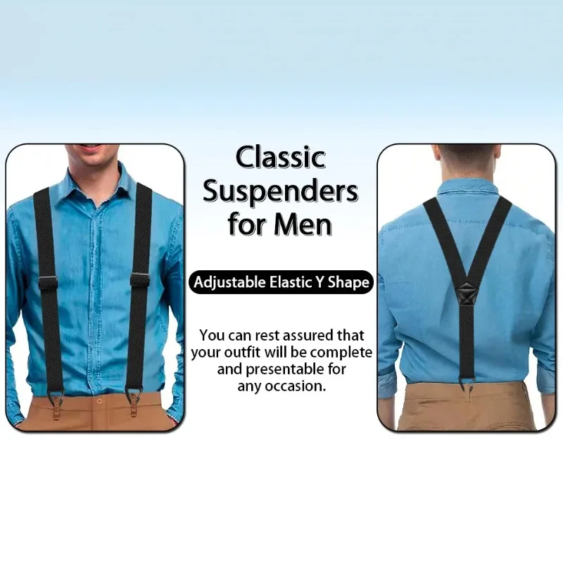 Hidden Suspenders for Men Heavy Duty Work Under Y Back Suspender Clothes 1.5 Inches with 3 Snap Loop