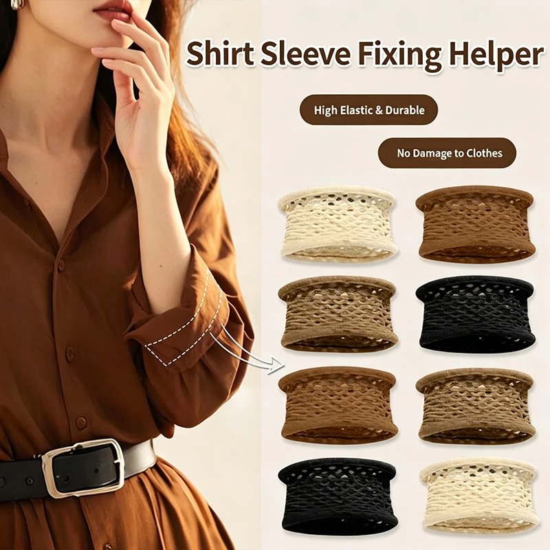 5Pcs Shirt Sleeve Holder, Elastic Mesh Sleeve Fixer Bands, Anti-slip Clip Arm Cuffs Strap Multi-Use Headband For Daily Use