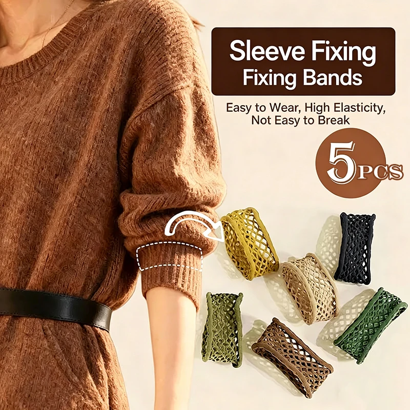 5Pcs Shirt Sleeve Holder, Elastic Mesh Sleeve Fixer Bands, Anti-slip Clip Arm Cuffs Strap Multi-Use Headband For Daily Use