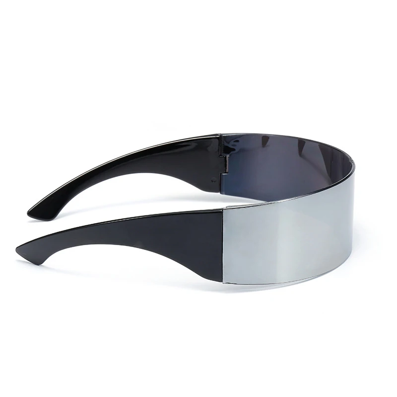 KLASSNUM Futuristic Narrow Cyclops Visor Sunglasses Women Men Laser Eyeglasses UV400 Mirrored Lens Costume Party Eyewear Glasses