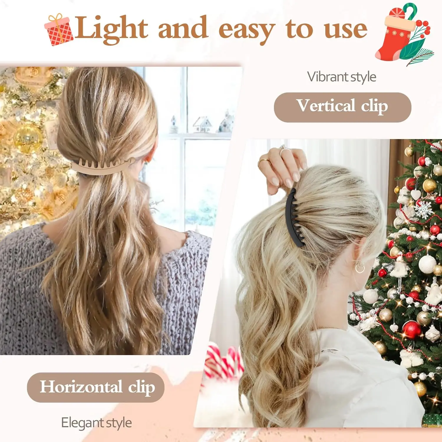 5 Pieces Banana Hair Clips for Women Strong Grip Non-Slip Hair Claws for Thick Hair 5 Inch Versatile Hair Accessories for Gift