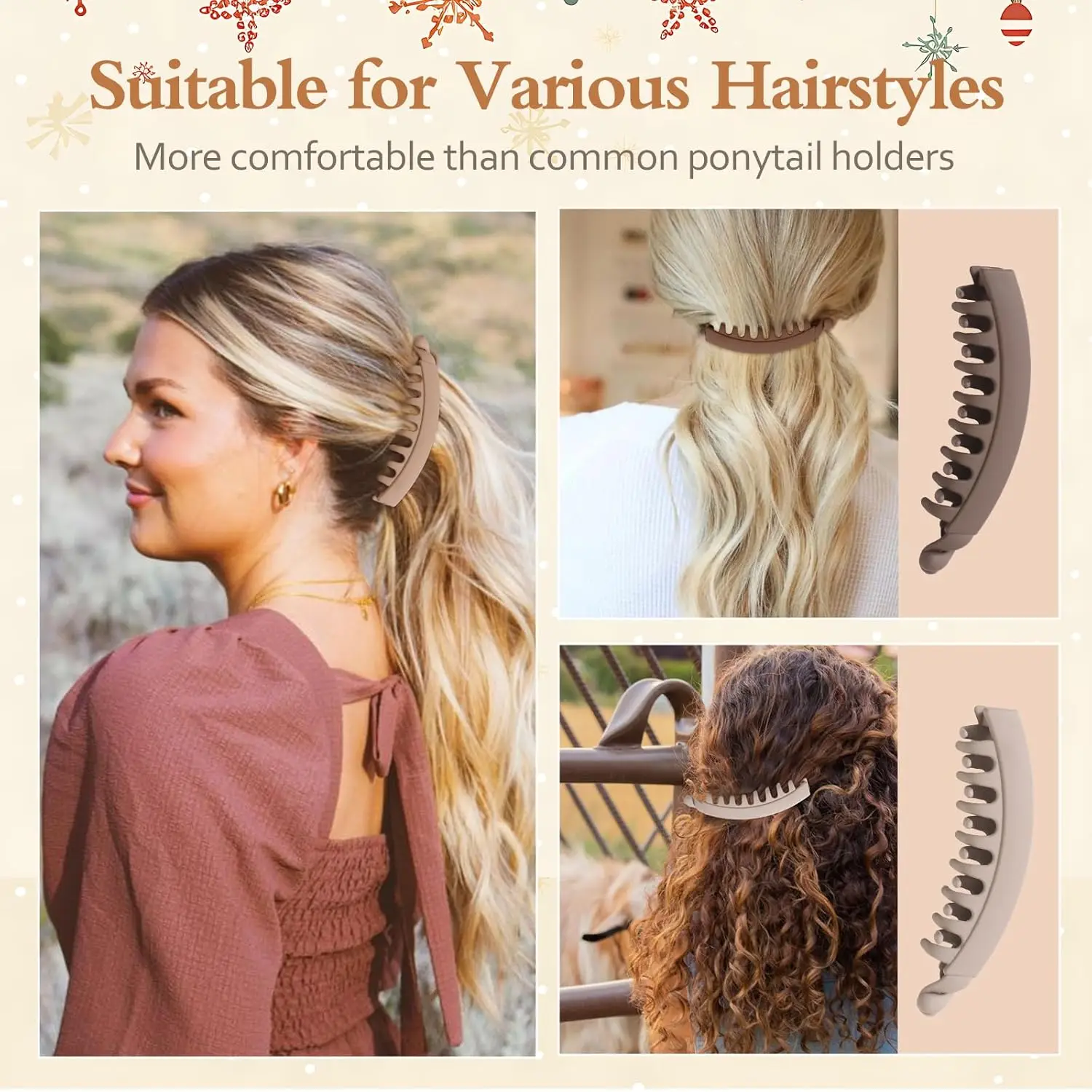 5 Pieces Banana Hair Clips for Women Strong Grip Non-Slip Hair Claws for Thick Hair 5 Inch Versatile Hair Accessories for Gift