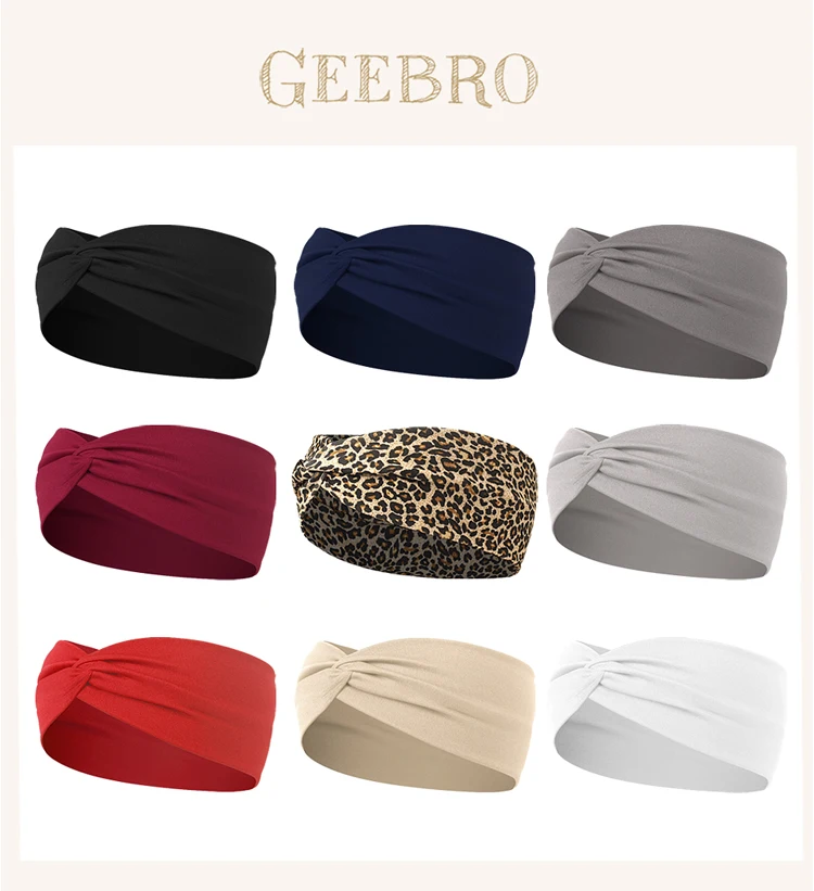 Women Cross Solid Color Hair Bands Girls Fashion Leopard Print Elastic Knitted Headbands Vintage Turban Make Hair Accessories