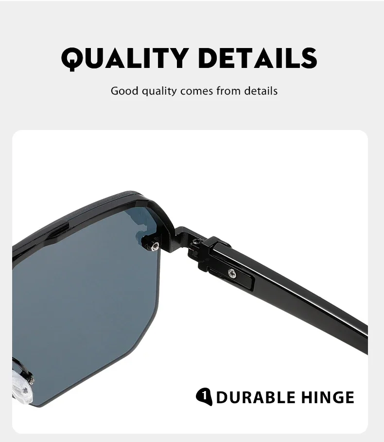 Fashion Square Semi-rimless Sunglasses Men Fashion Vintage Gradient Casual Shades Luxury Brand Design Outdoor Sun Glasses