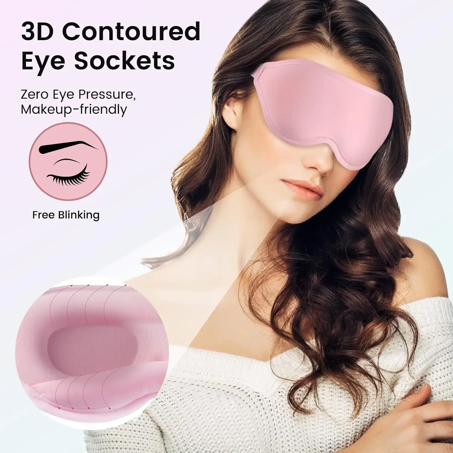 Breathable Eyepatch 3D Contoured Cup Blindfold Concave Molded Night Sleep Eye Mask 100% Light Blocking Soft Eye Cover for Travel