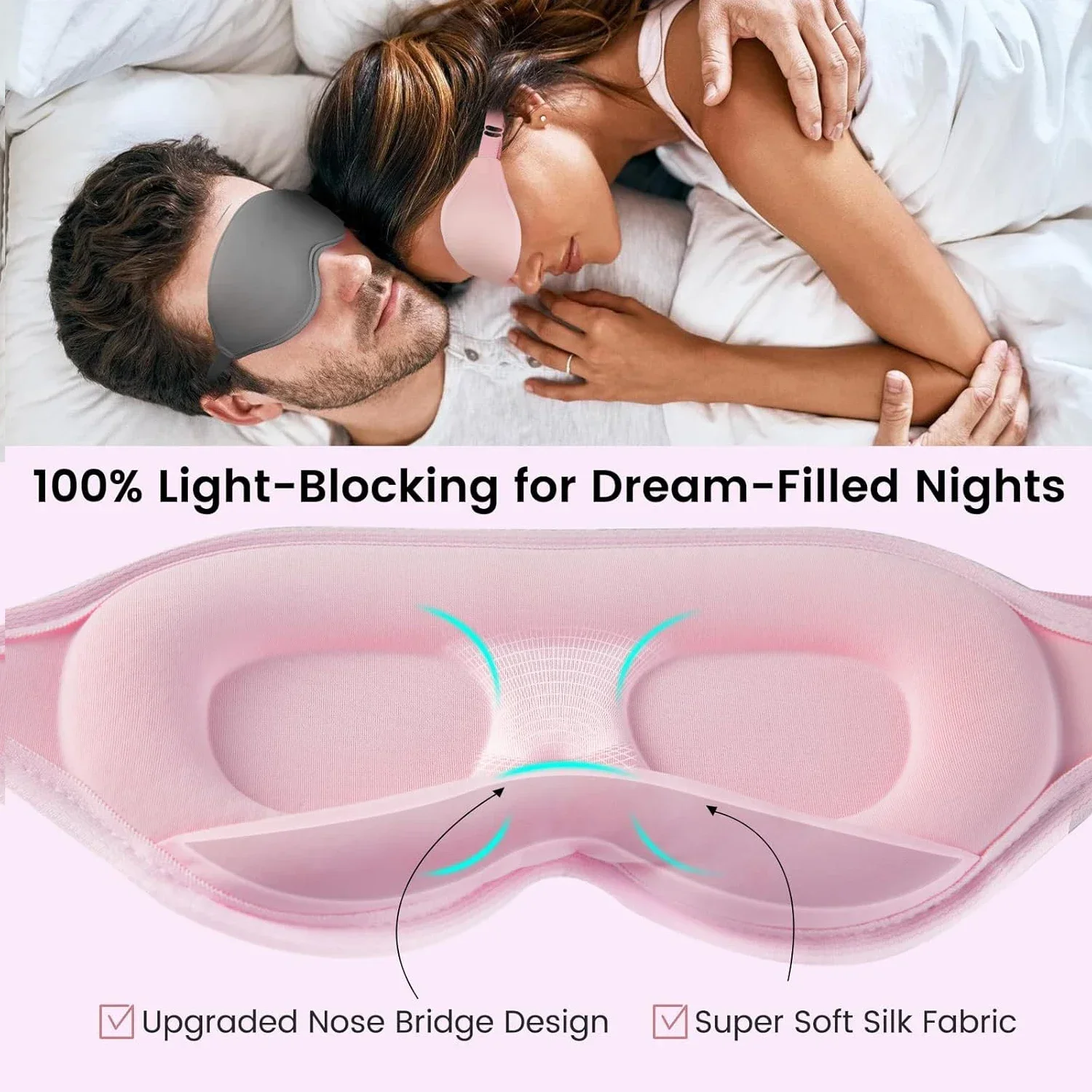 Breathable Eyepatch 3D Contoured Cup Blindfold Concave Molded Night Sleep Eye Mask 100% Light Blocking Soft Eye Cover for Travel