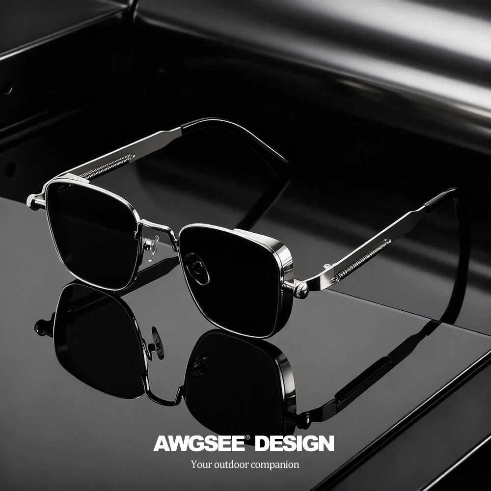 1/3PC Vintage Steampunk Square Sunglasses Metal Frame, Unisex Retro Grunge Punk Glasses for Daily Fashion Carnival Parties UV400
