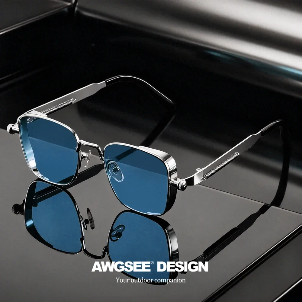 1/3PC Vintage Steampunk Square Sunglasses Metal Frame, Unisex Retro Grunge Punk Glasses for Daily Fashion Carnival Parties UV400