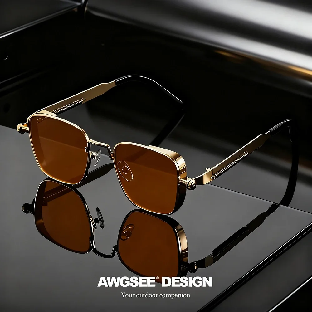 1/3PC Vintage Steampunk Square Sunglasses Metal Frame, Unisex Retro Grunge Punk Glasses for Daily Fashion Carnival Parties UV400