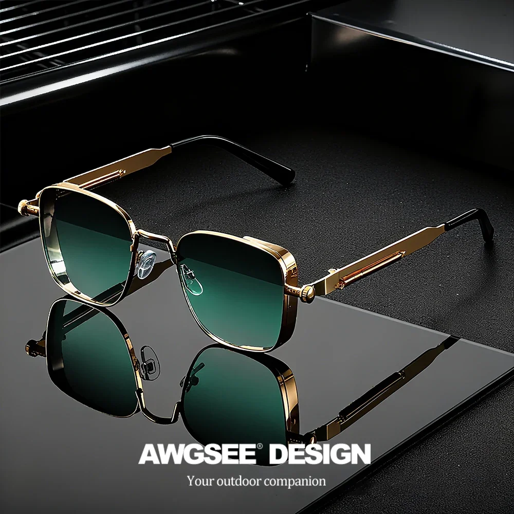 1/3PC Vintage Steampunk Square Sunglasses Metal Frame, Unisex Retro Grunge Punk Glasses for Daily Fashion Carnival Parties UV400