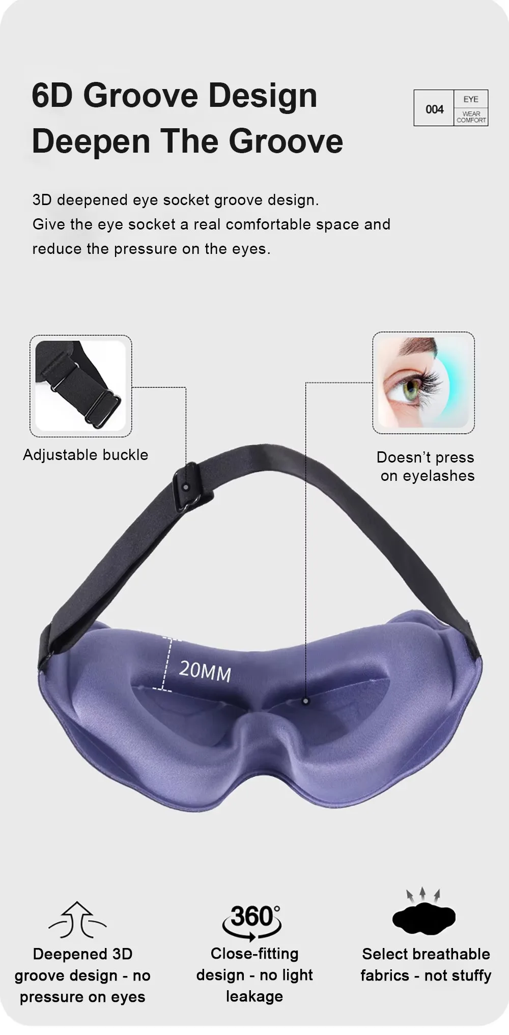 3D Contoured Sleep Eye Mask Weighted for Side Sleepers Soft Comfortable 100% Blockout No Eye Pressure Men Women