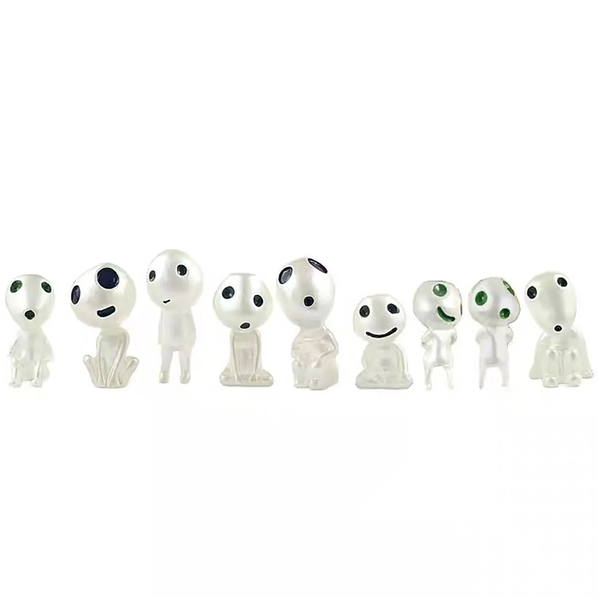 10Pcs Luminous Elves Mini Figures Fish Tank Decor Kodama Glow in The Dark Figures Garden Micro Flower Potted Landscape Ornament
