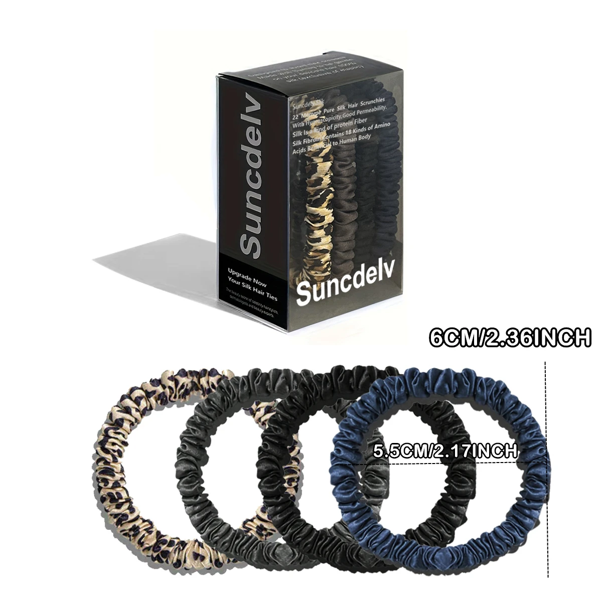100% Natural Silk Solid Color Hair Ties High Quality Hair Scrunchies (22Momme) Women Big Hairbands Hair Accessories(4PCS Box)