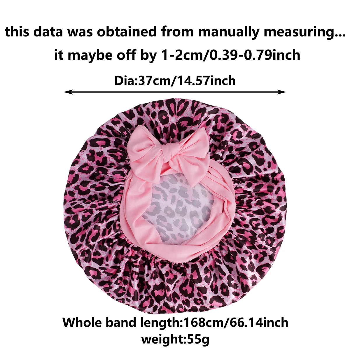 Silky Satin Sleep Bonnet Leopard Print Adjustable Tie Band Hair Cover for Natural Curly Hair Night Shower Bonnet 1PC