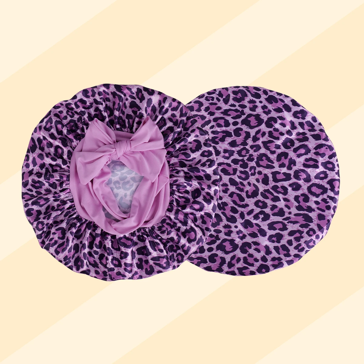 Silky Satin Sleep Bonnet Leopard Print Adjustable Tie Band Hair Cover for Natural Curly Hair Night Shower Bonnet 1PC
