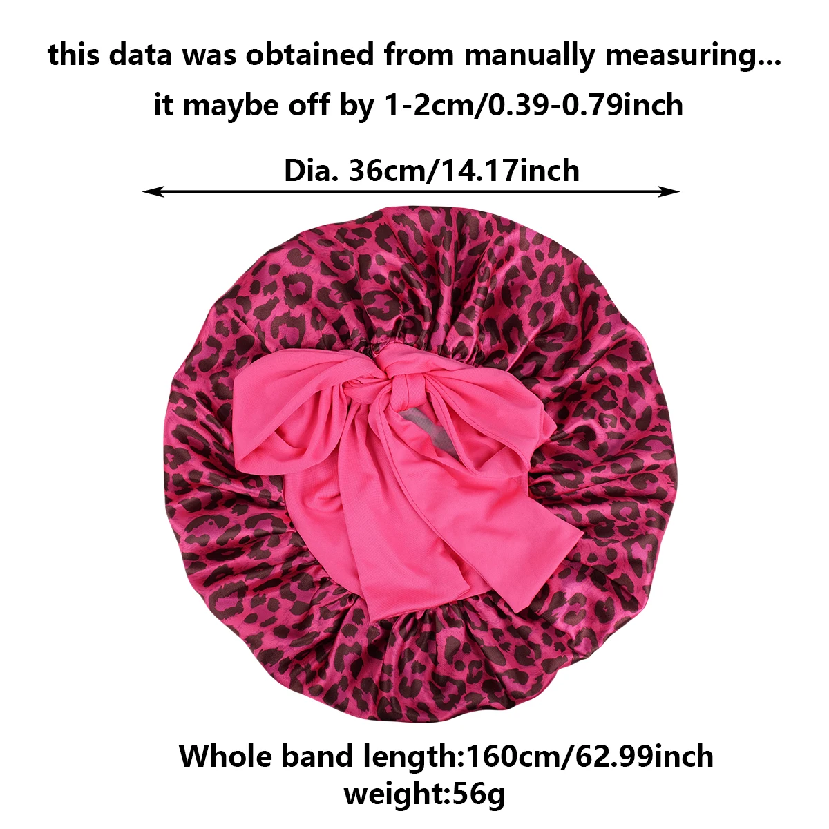 Silky Satin Sleep Bonnet Leopard Print Adjustable Tie Band Hair Cover for Natural Curly Hair Night Shower Bonnet 1PC