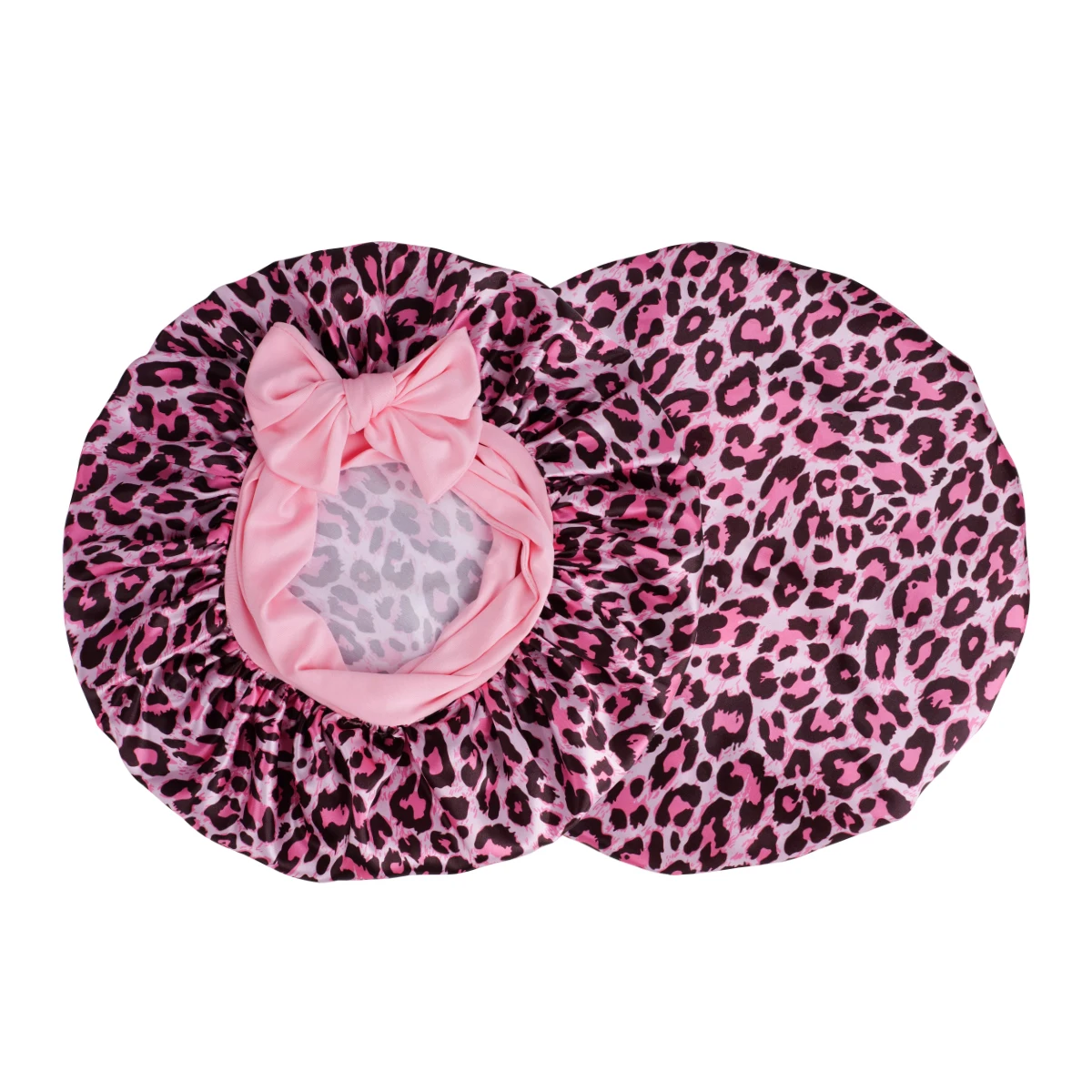 Silky Satin Sleep Bonnet Leopard Print Adjustable Tie Band Hair Cover for Natural Curly Hair Night Shower Bonnet 1PC