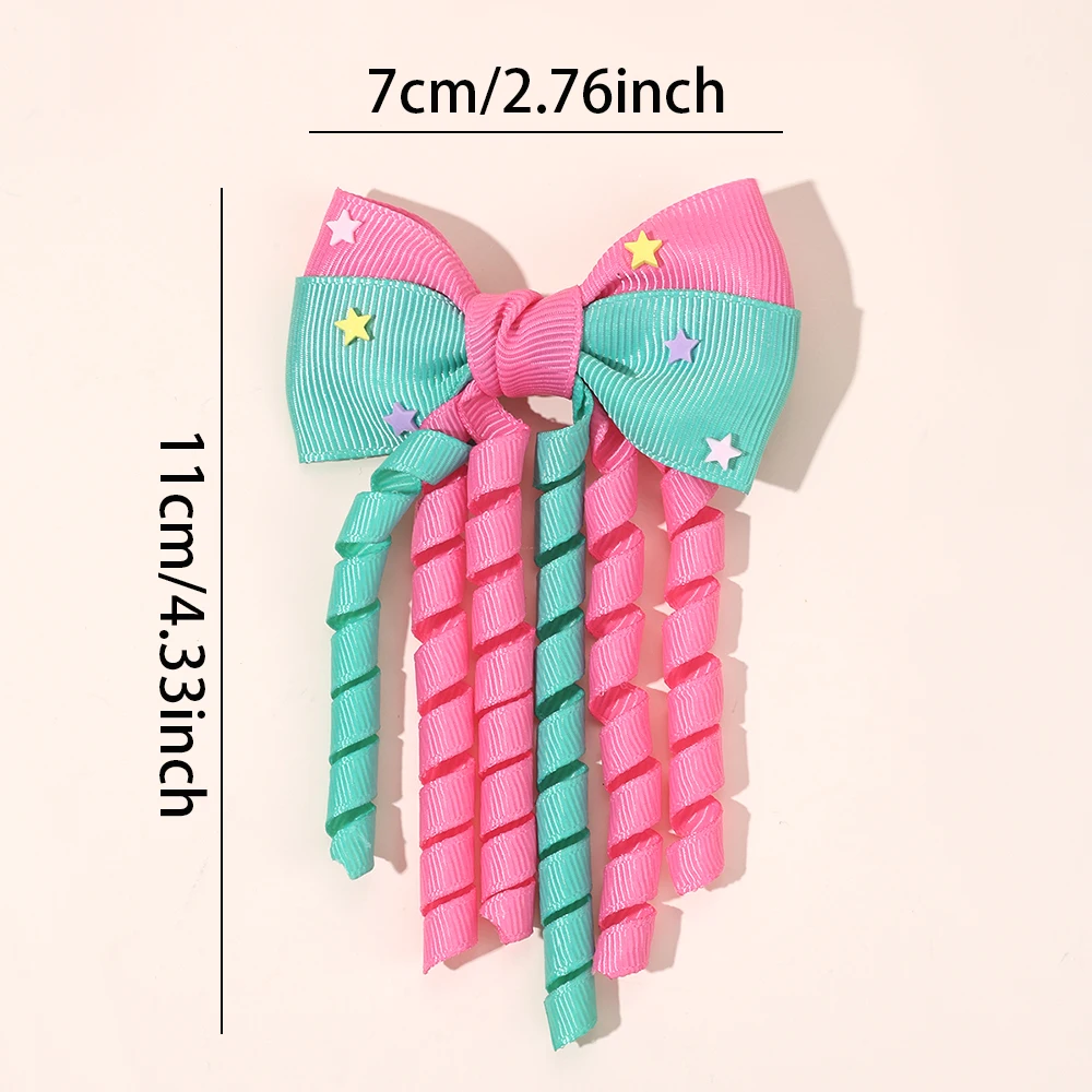 Sweet Unicorn Hair Clips For Girl Bow Barrette Cute Tassel Ribbon Curly Ponytail Hairpins Accessories