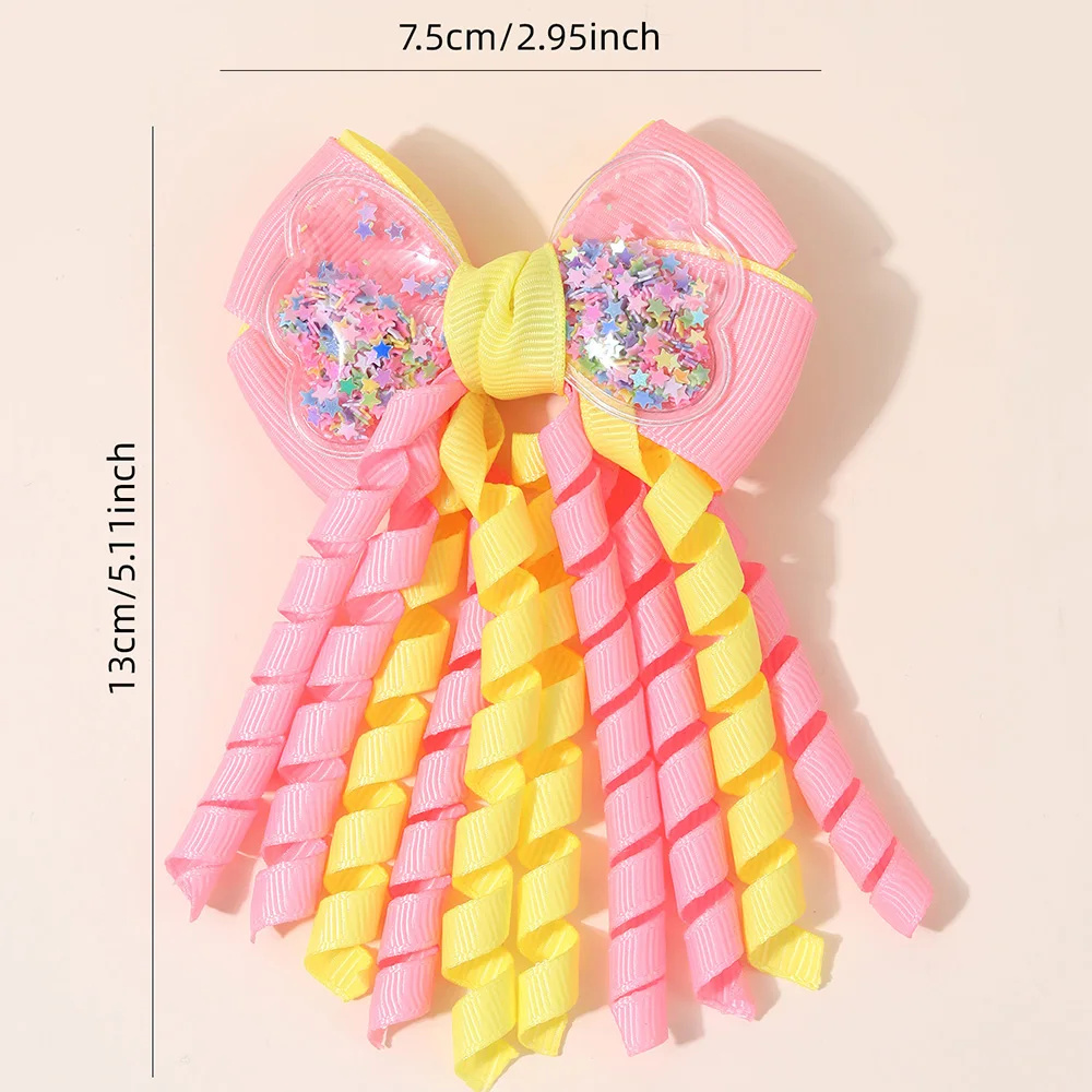 Sweet Unicorn Hair Clips For Girl Bow Barrette Cute Tassel Ribbon Curly Ponytail Hairpins Accessories
