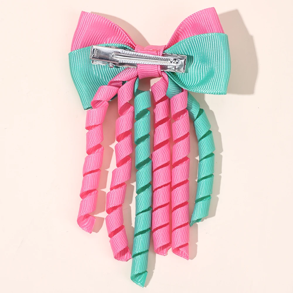 Sweet Unicorn Hair Clips For Girl Bow Barrette Cute Tassel Ribbon Curly Ponytail Hairpins Accessories