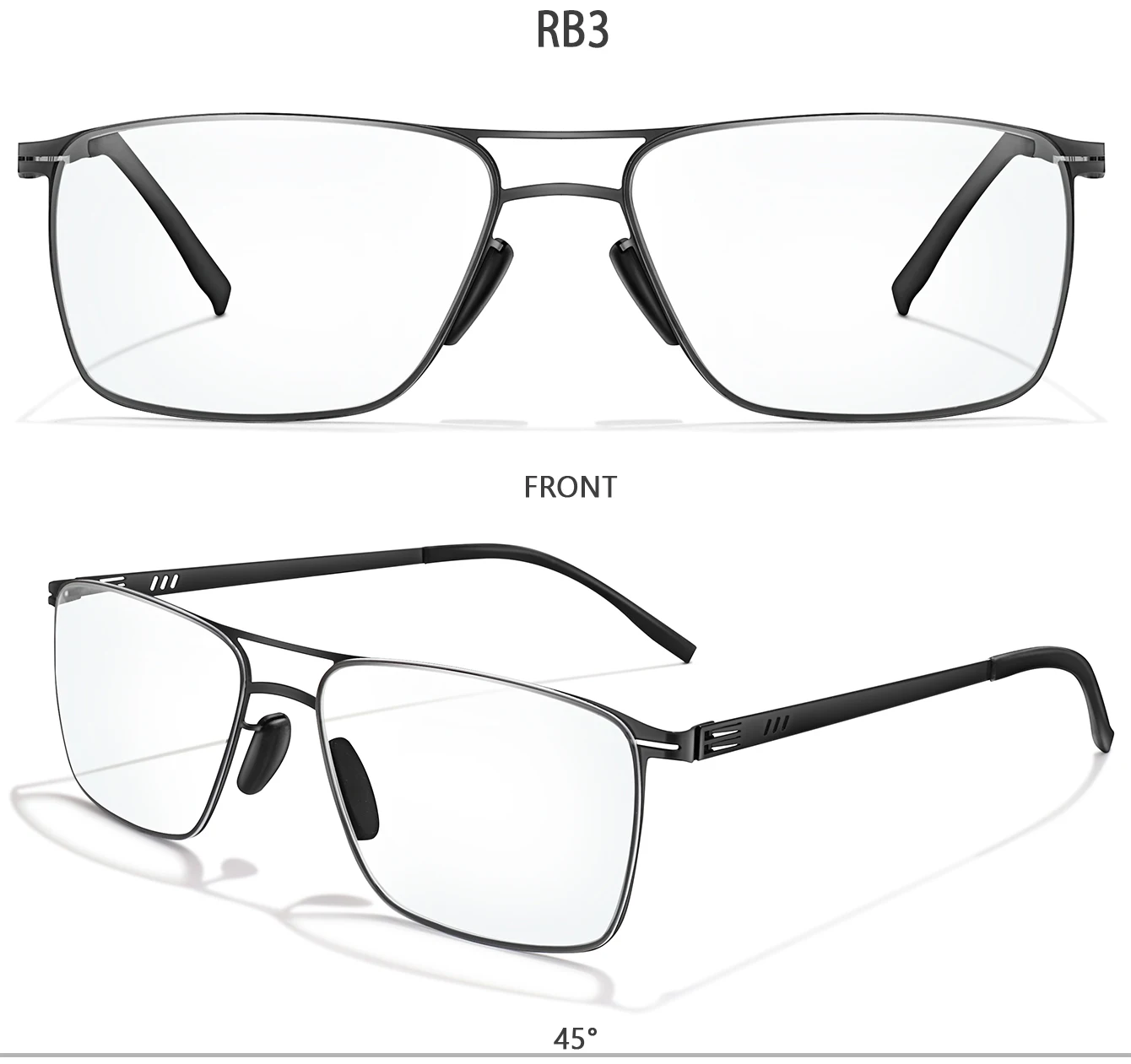 Metal Anti-Blue Light Photochromic Reading Glasses Rectangular Eyewear Frame Presbyopic Unisex Surf Internet Read Magazines