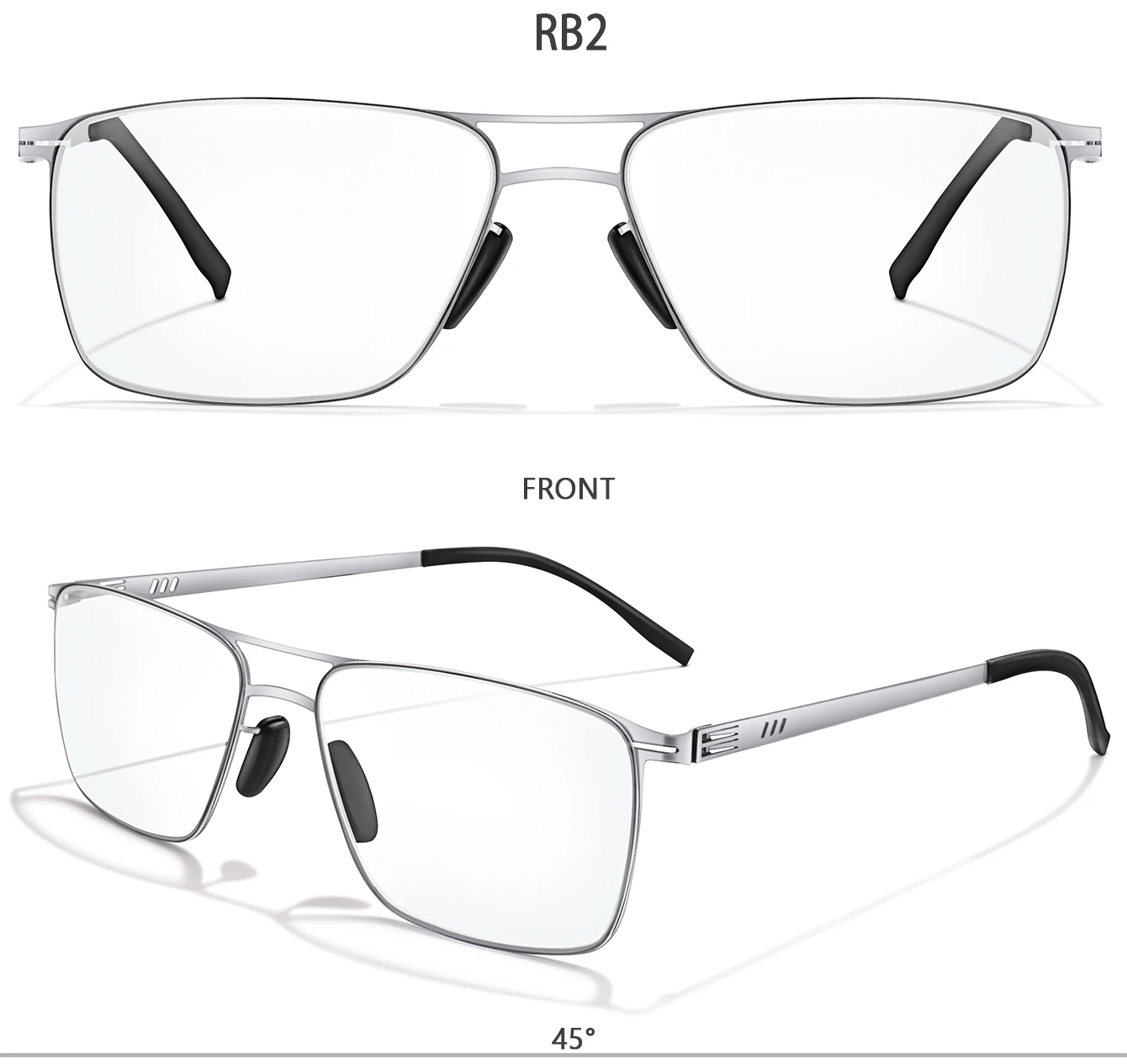 Metal Anti-Blue Light Photochromic Reading Glasses Rectangular Eyewear Frame Presbyopic Unisex Surf Internet Read Magazines