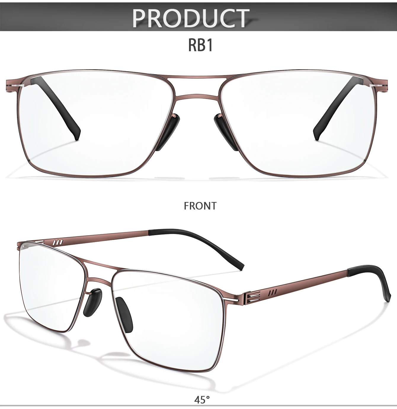 Metal Anti-Blue Light Photochromic Reading Glasses Rectangular Eyewear Frame Presbyopic Unisex Surf Internet Read Magazines