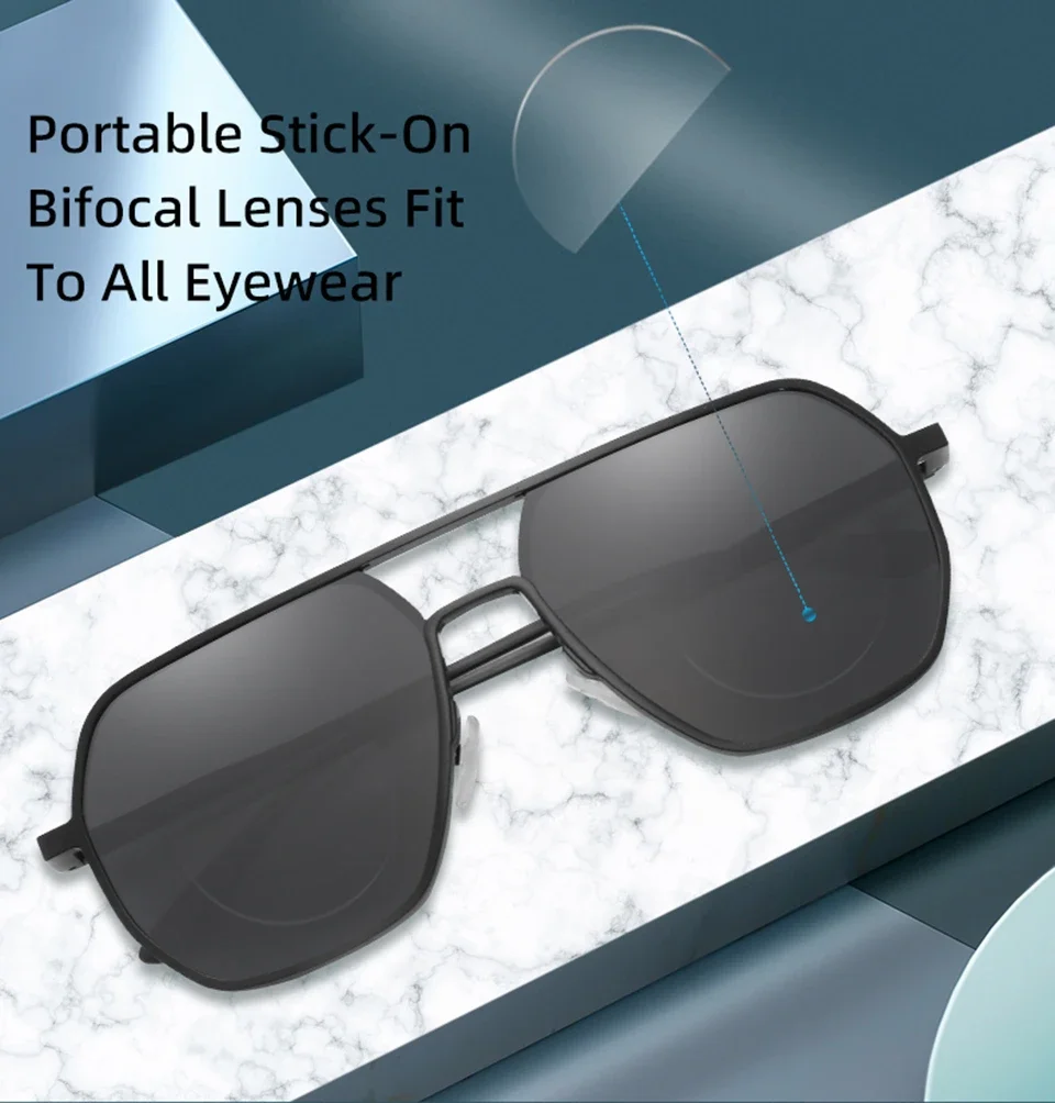 BEGREAT 2pcs Stick-on Reading Glasses Lens Liquid Silicone Bifocal Presbyopic Lenses Magnification Bifocal Lenses +100 to +600